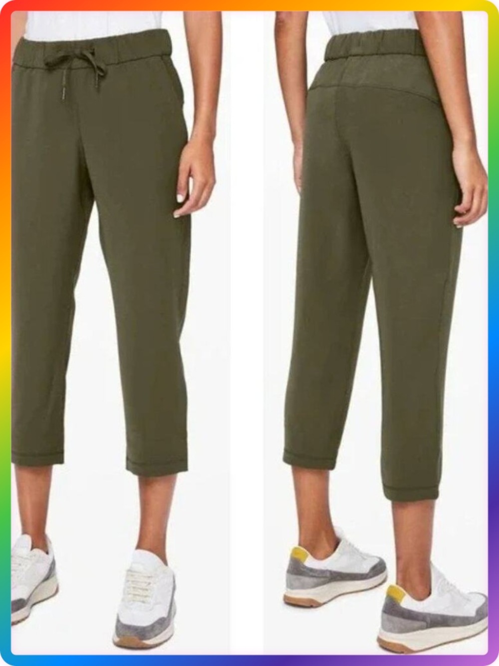 Lululemon On The Fly Woven Pant 28" WOMENS 6 Dark Olive Green High Rise Travel